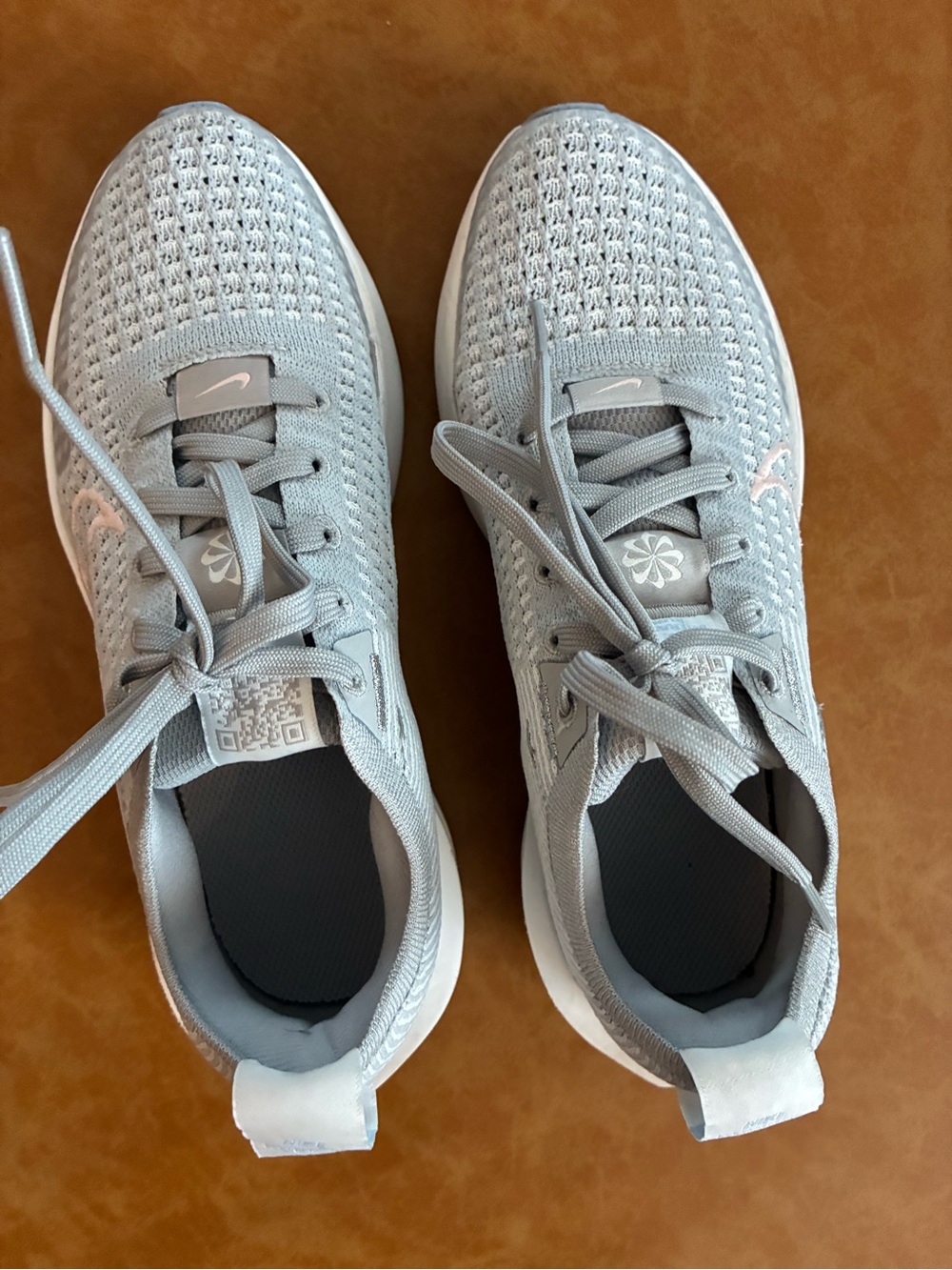 Nike Light Gray Mesh Knit Sneakers with White Accents